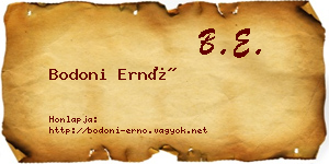 Bodoni Ernő névjegykártya